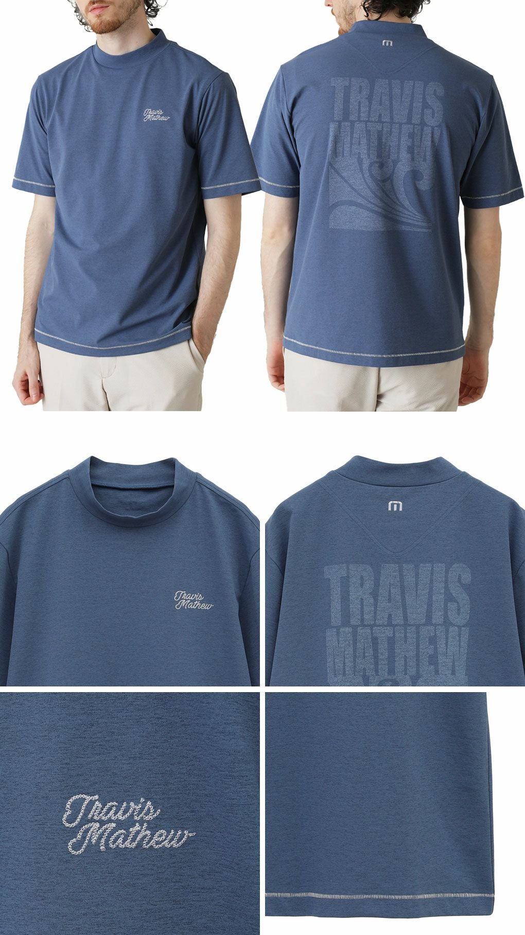 トラヴィスマシューレトロプリントチェーンステッチ半袖モック7AL024メンズゴルフウェアトップスTravisMathew2025春夏モデル日本正規品