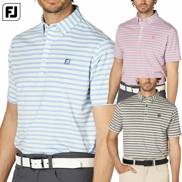フットジョイヘザーストライプ半袖ボタンダウンシャツFJ-F25-S11メンズゴルフウェアFOOTJOY2025春夏モデル日本正規品