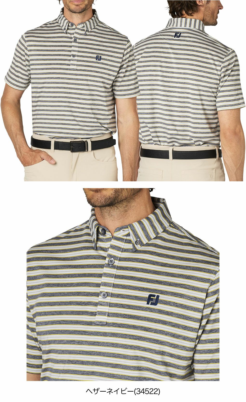 フットジョイヘザーストライプ半袖ボタンダウンシャツFJ-F25-S11メンズゴルフウェアFOOTJOY2025春夏モデル日本正規品