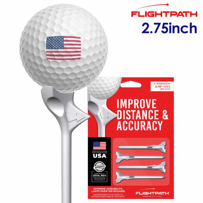 フライトパスFlightPathGolfTeesティー2.75インチホワイトゴルフラウンド用品USA直輸入品