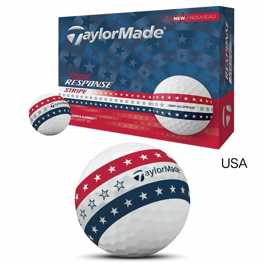 テーラーメイド2025TourResponseStripeUSAツアーレスポンスストライプゴルフボール1ダース全12球ウレタンカバー3ピースUSA直輸入品