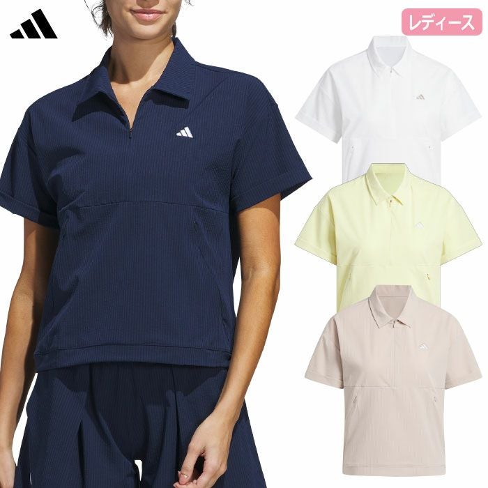 アディダスビヨンドザコース撥水ボックスシルエット2way半袖シャツKWH87レディースゴルフウェアトップス2025春夏モデルadidas日本正規品