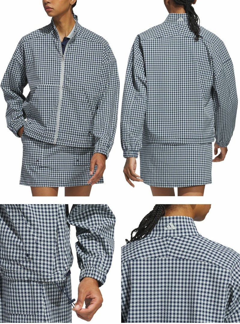 アディダスギンガムチェックフルジップ長袖ジャケットKTI71レディースゴルフウェアトップス2025春夏モデルadidas日本正規品