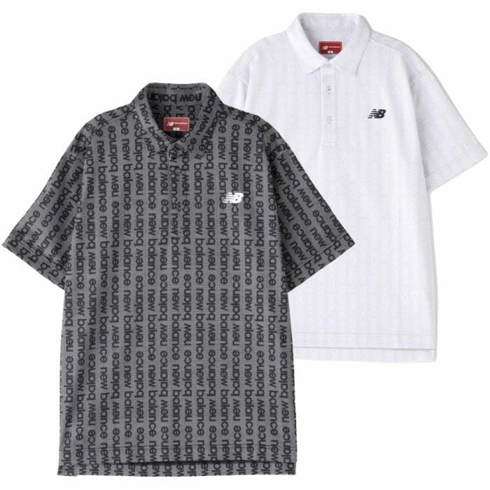 ニューバランスロゴストライプ柄半袖カラーシャツ012-5168006メンズゴルフウェアnewbalance2025春夏モデル日本正規品