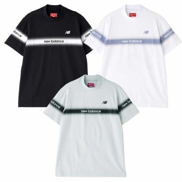 ニューバランス配色ラインロゴ半袖モックネックプルオーバー012-5166002メンズゴルフウェアnewbalance2025春夏モデル日本正規品