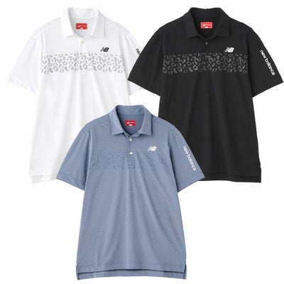 ニューバランスレオパード柄半袖カラーシャツ012-5168009メンズゴルフウェアnewbalance2025春夏モデル日本正規品