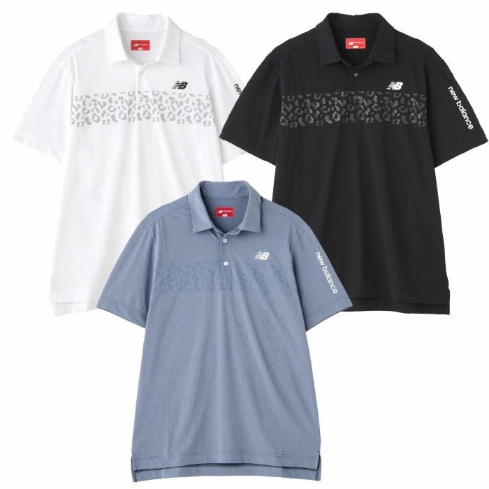 ニューバランスレオパード柄半袖カラーシャツ012-5168009メンズゴルフウェアnewbalance2025春夏モデル日本正規品