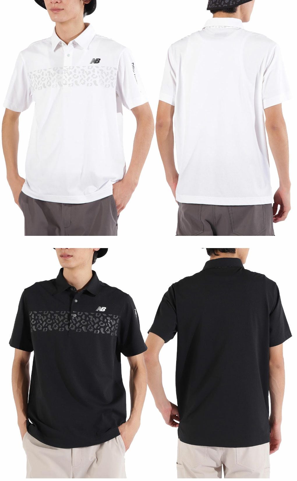 ニューバランスレオパード柄半袖カラーシャツ012-5168009メンズゴルフウェアnewbalance2025春夏モデル日本正規品