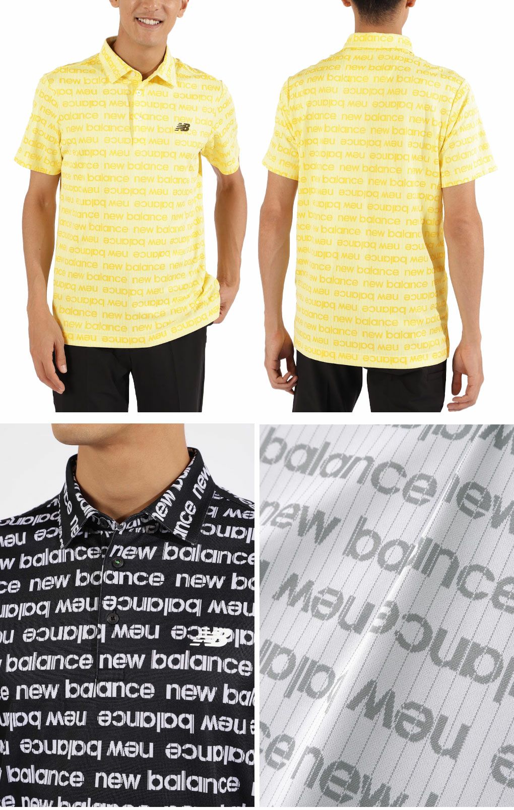 ニューバランスリフレクトロゴボーダージャガード半袖 カラーシャツ012-5168002メンズゴルフウェアnewbalance2025春夏モデル日本正規品