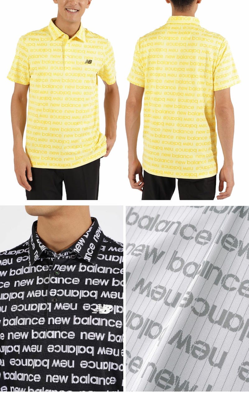 ニューバランスリフレクトロゴボーダージャガード半袖 カラーシャツ012-5168002メンズゴルフウェアnewbalance2025春夏モデル日本正規品
