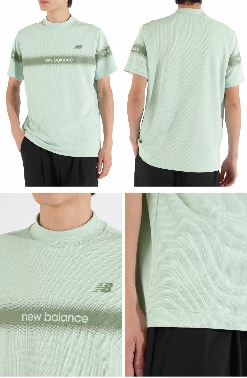 ニューバランス配色ラインロゴ半袖モックネックプルオーバー012-5166002メンズゴルフウェアnewbalance2025春夏モデル日本正規品