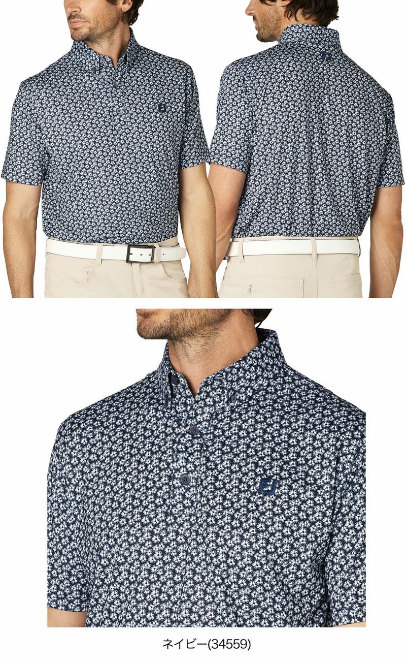 フットジョイフラワープリント半袖ボタンダウンシャツFJ-F25-S14メンズゴルフウェアFOOTJOY2025春夏モデル日本正規品