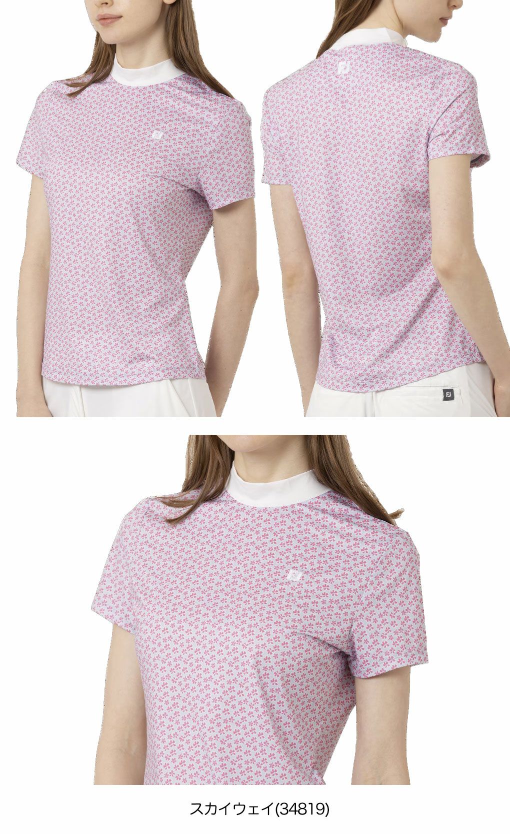 フットジョイフラワープリント半袖モックネックシャツFJ-F25-S10レディースゴルフウェアFOOTJOY2025春夏モデル日本正規品