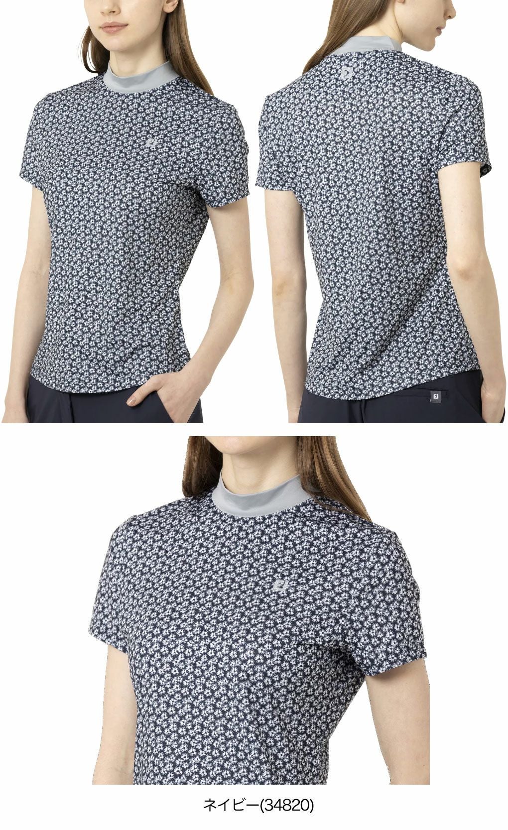フットジョイフラワープリント半袖モックネックシャツFJ-F25-S10レディースゴルフウェアFOOTJOY2025春夏モデル日本正規品