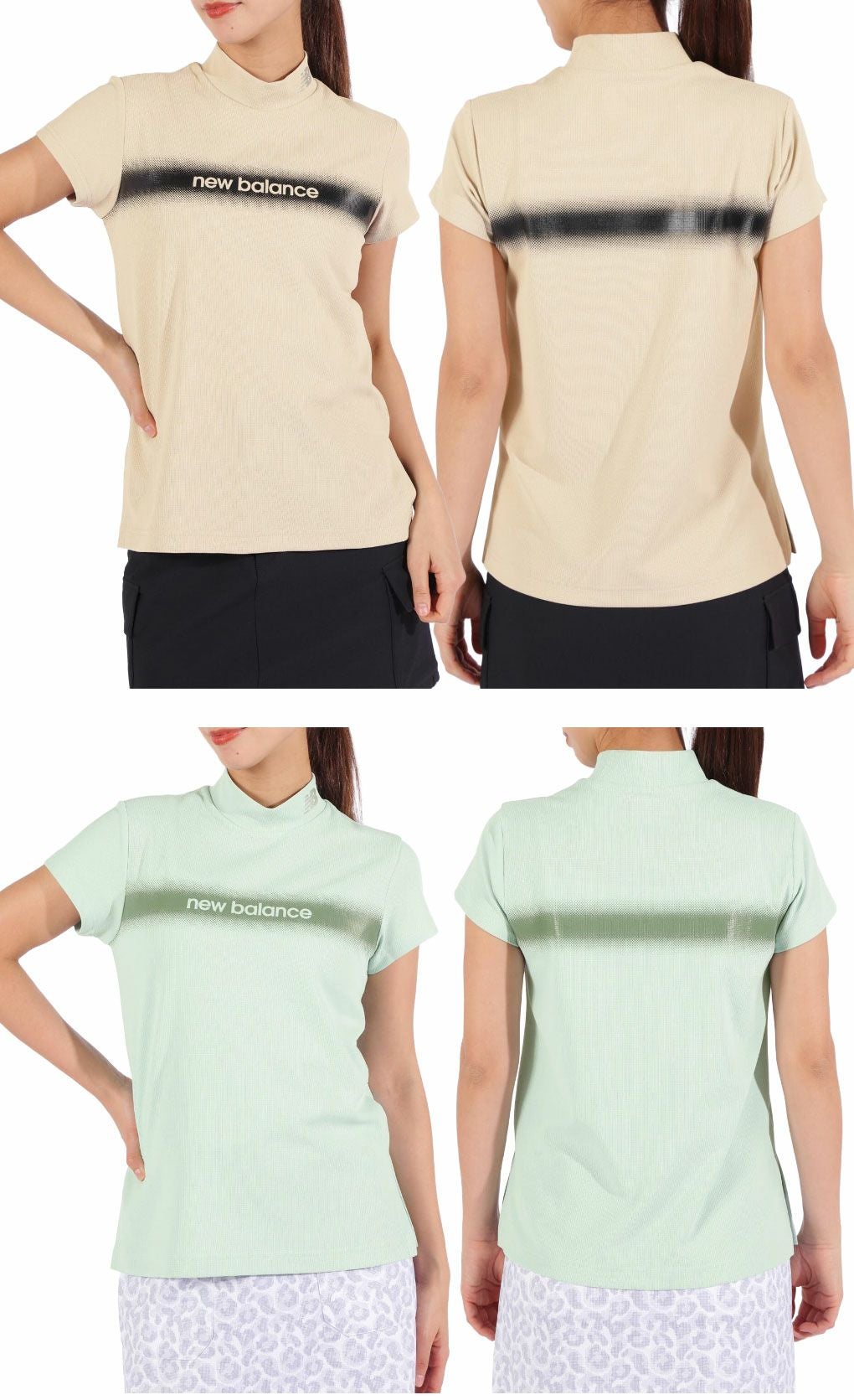 ニューバランス円形配色ロゴライン半袖モックネックプルオーバー012-5166509レディースゴルフウェアnewbalance2025春夏モデル日本正規品