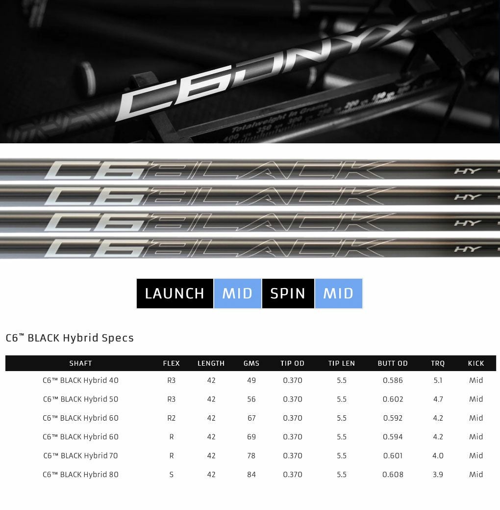 三菱ケミカルC6BLACKHybridハイブリッド用カーボンシャフト単品ゴルフUSA直輸入品2025年モデルシャフト単品並行輸入