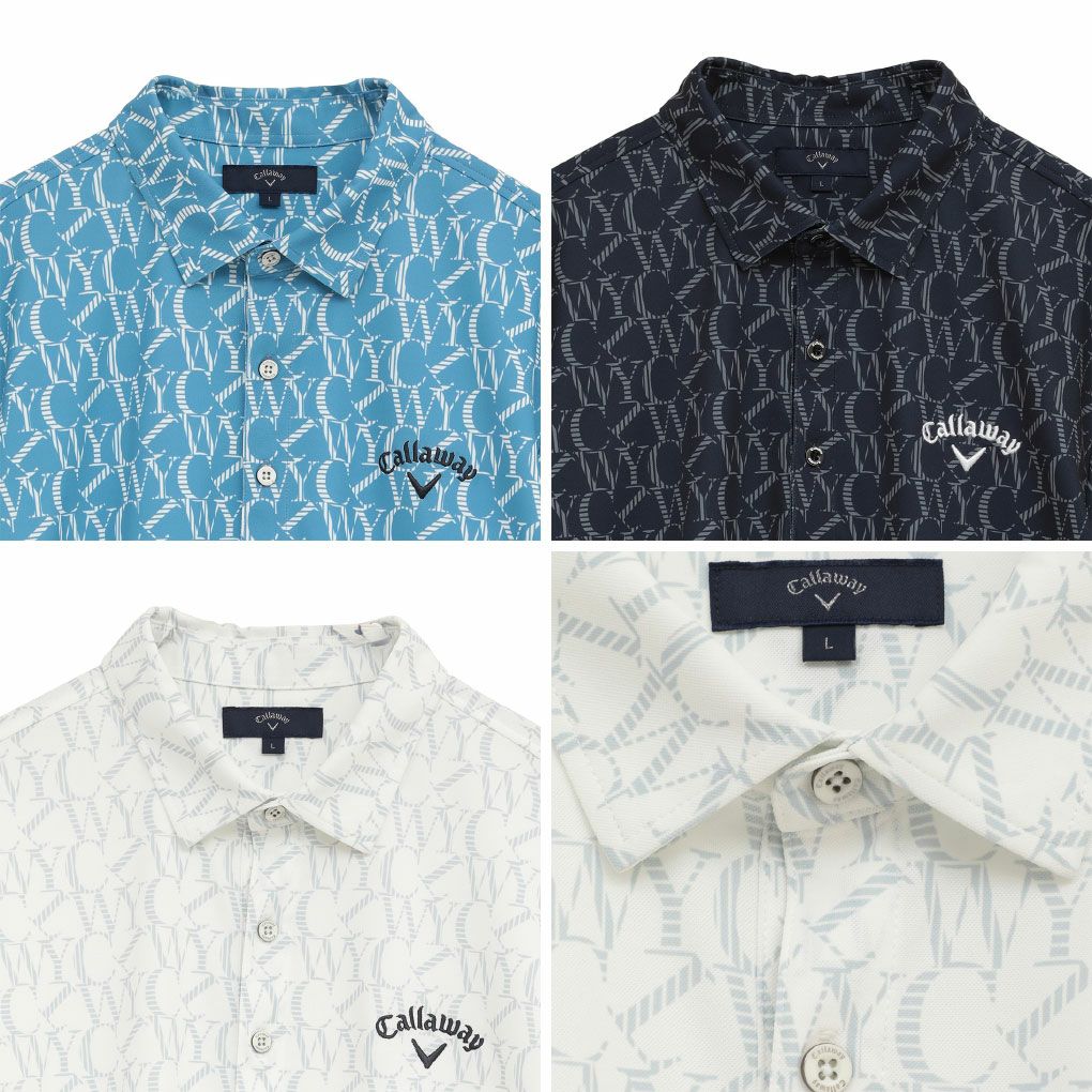 キャロウェイロゴプリントハイゲージカノコシャツC25234103メンズゴルフウェア2025秋冬モデルCallaway日本正規品