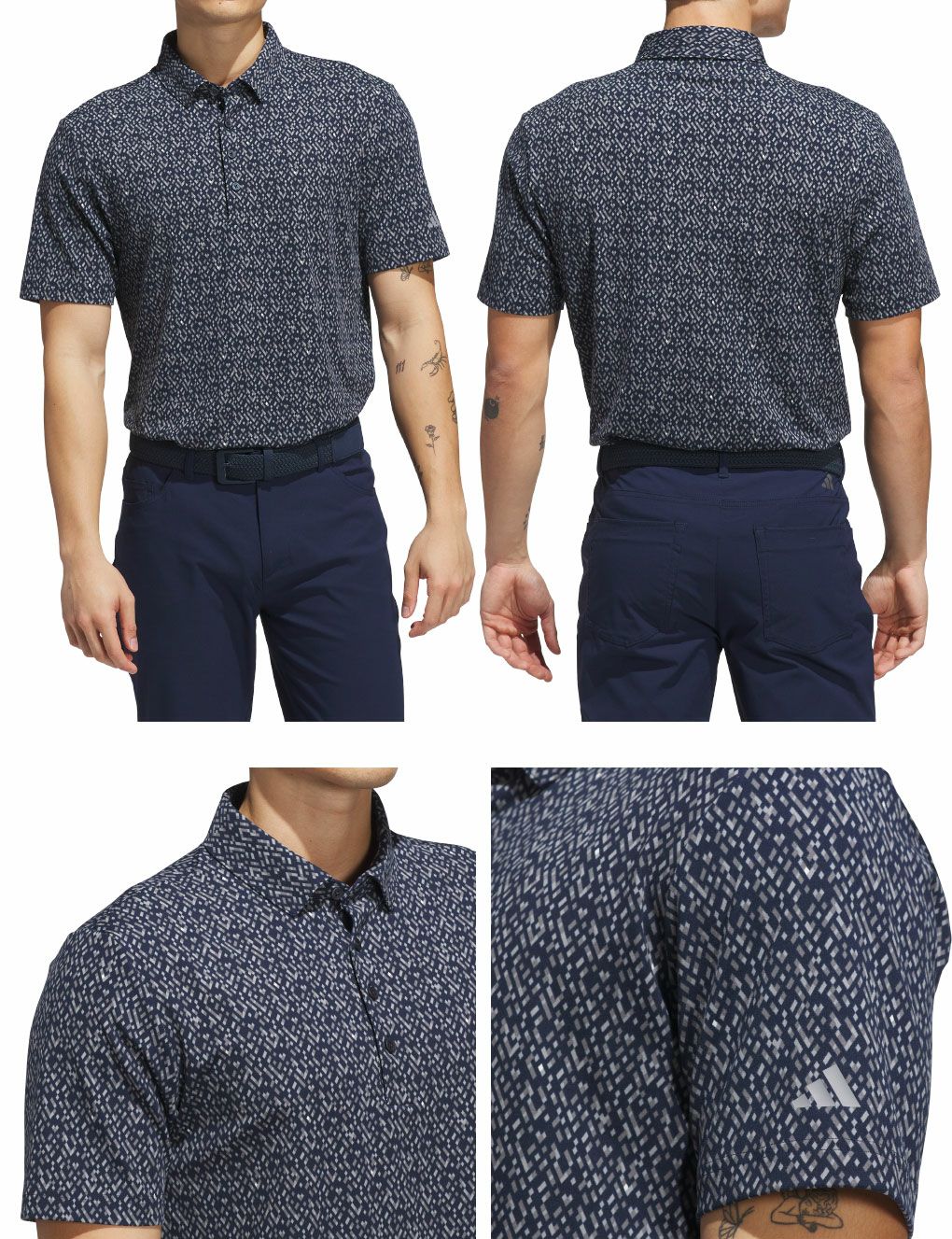 アディダスマイクロ アーガイルグラフィック半袖ボタンダウンシャツJVU16メンズゴルフウェアゴルフ2025秋冬モデルadidas日本正規品