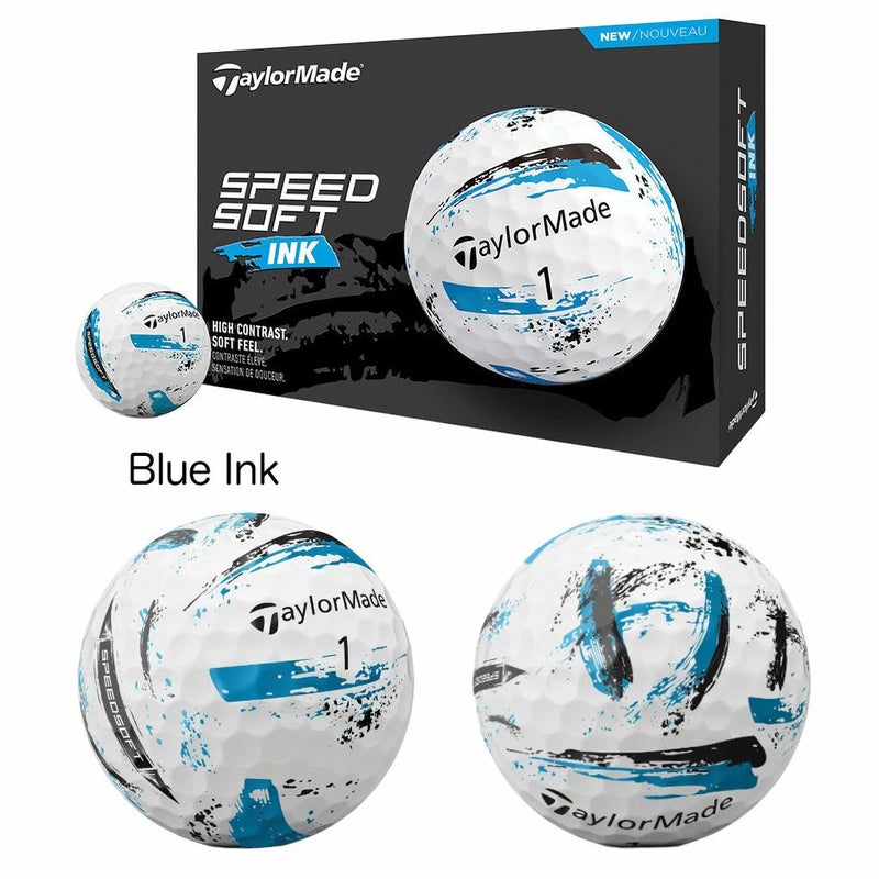 テーラーメイド2025SpeedSoftInkスピードソフトゴルフボール1ダース全12球/24球/36球ウレタンカバー2ピースUSA直輸入品