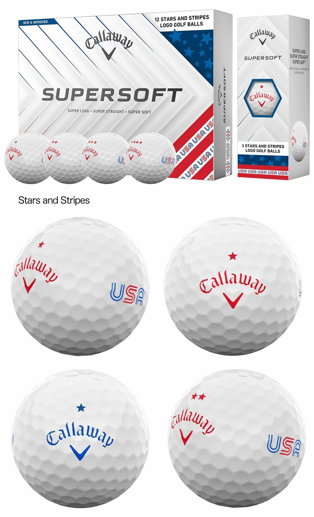 キャロウェイ Supersoft Stars and Stripes Golf Balls 2025 ゴルフ