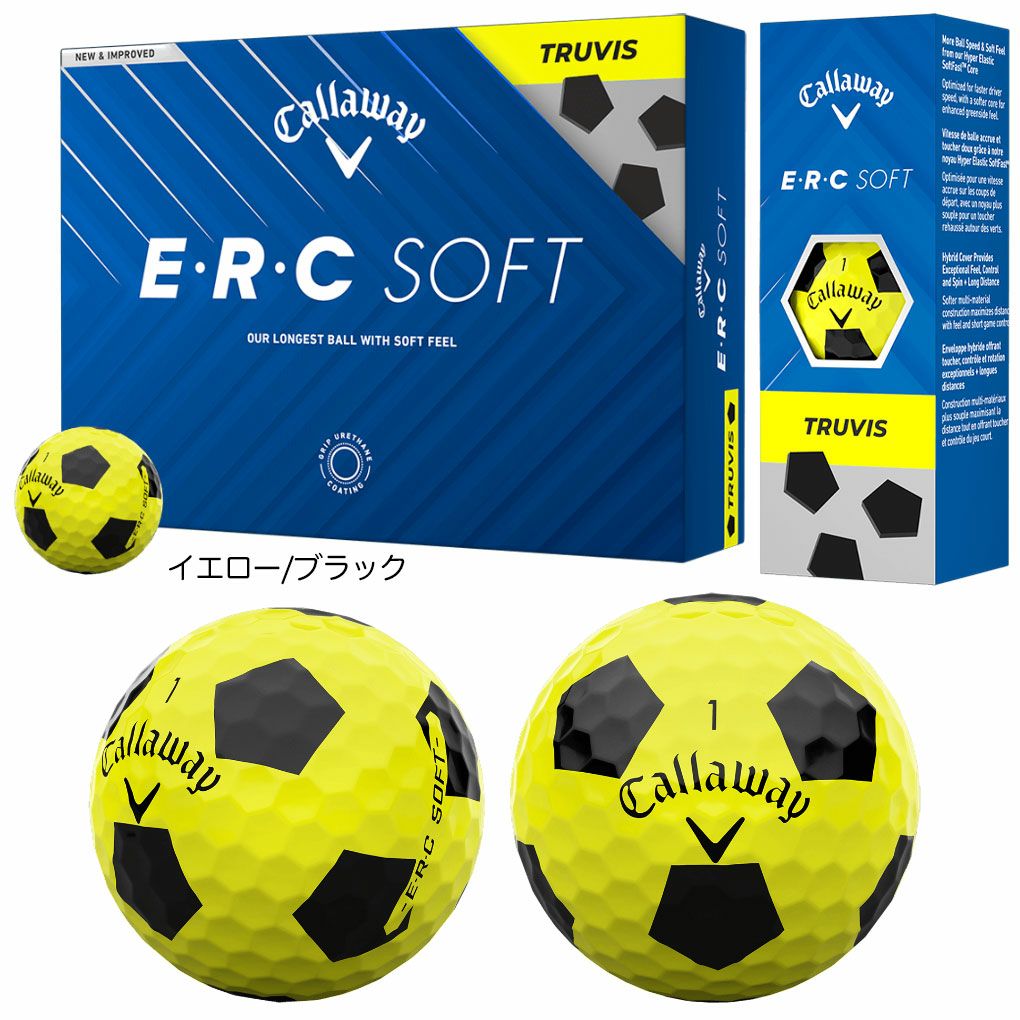 ☆新品未使用☆キャロウェイ　ERCソフト　TRUVIS ゴルフボール 2ダース 数量限定】キャロウェイ E・R・C SOFT TRUVIS イエロー/ブラック
