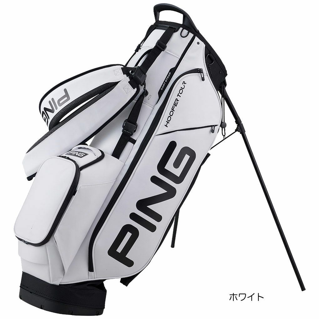 PING ゴルフ キャディバッグ ホワイト ブラック PING ピン キャディバッグ 244 フーファーツアー 9.5型 5分割 スタンド