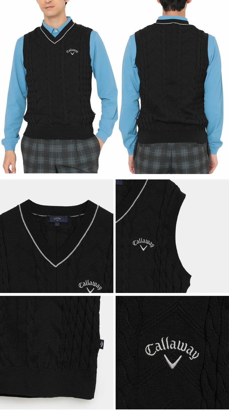 キャロウェイVネックケーブルニットベストC25219100メンズゴルフウェア2025秋冬モデルCallaway日本正規品