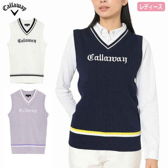 キャロウェイVネックリブニットベストC25219200レディースゴルフウェア2025秋冬モデルCallaway日本正規品