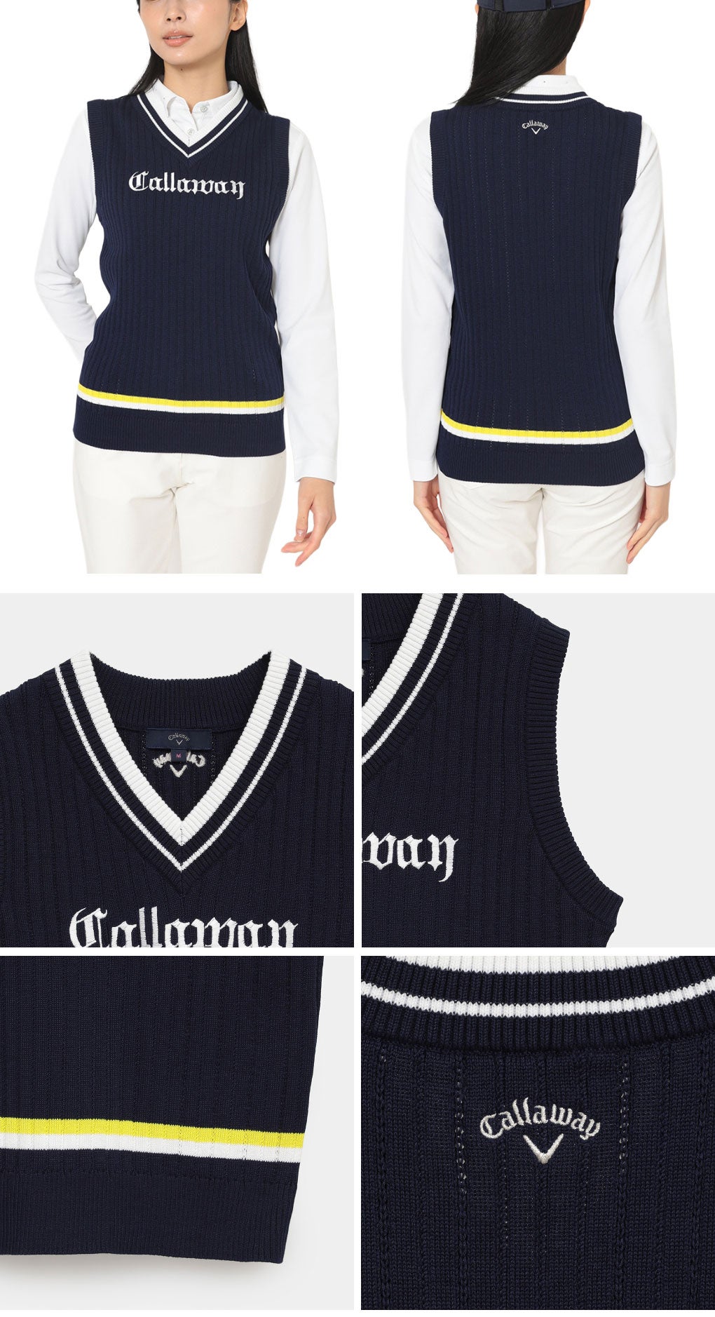 キャロウェイVネックリブニットベストC25219200レディースゴルフウェア2025秋冬モデルCallaway日本正規品