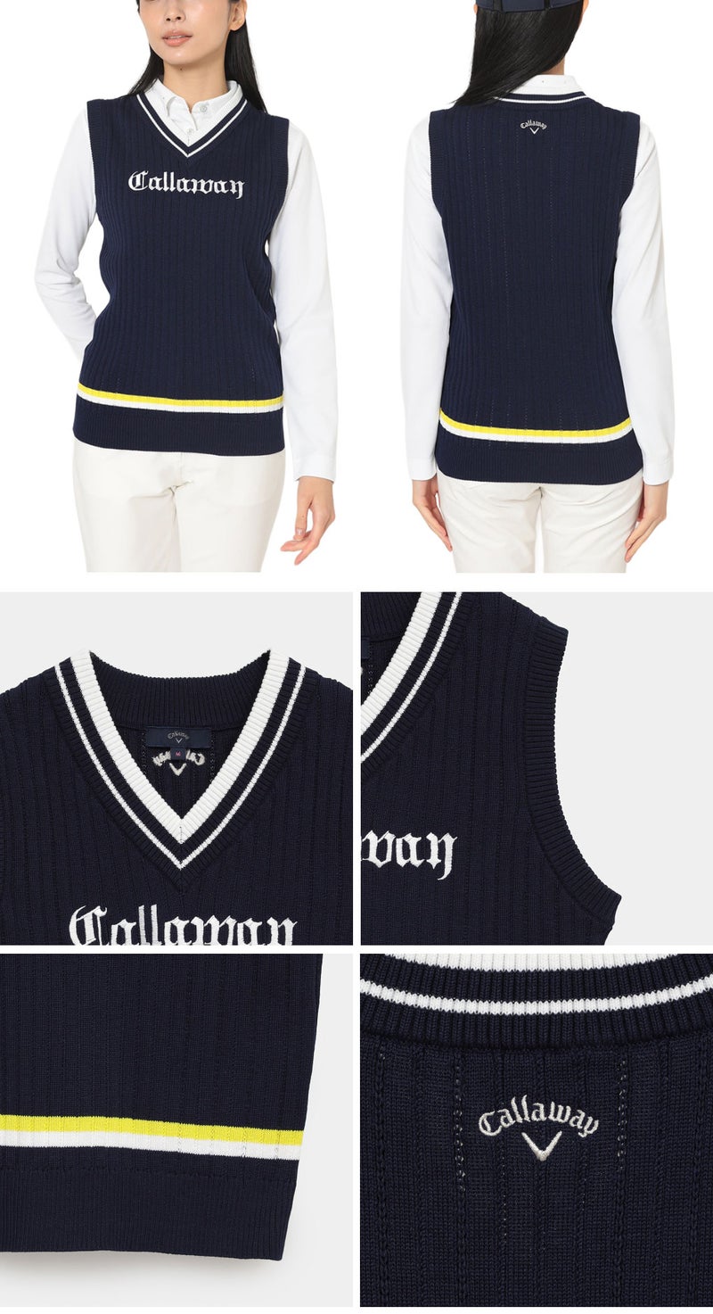 キャロウェイVネックリブニットベストC25219200レディースゴルフウェア2025秋冬モデルCallaway日本正規品