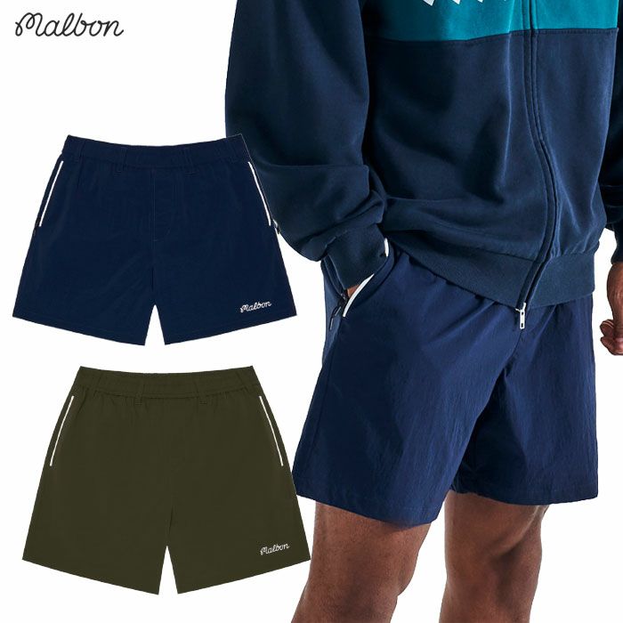Malbon ブラックショートパンツ マルボン Malbon Golf ショートパンツ RIVA NYLON SHORT メンズ M-9276