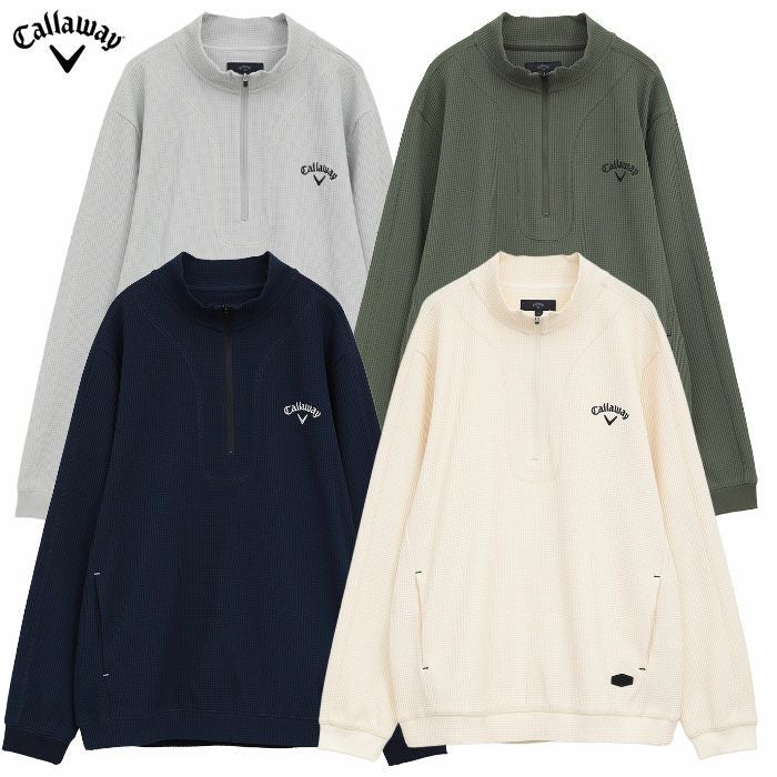キャロウェイワッフルハーフジップモックネックシャツC25233103メンズゴルフウェア2025秋冬モデルCallaway日本正規品