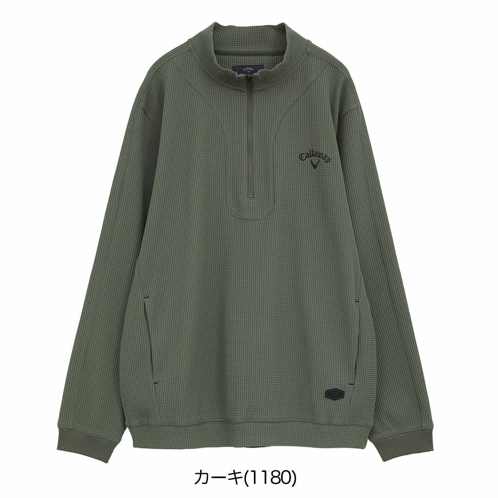 キャロウェイワッフルハーフジップモックネックシャツC25233103メンズゴルフウェア2025秋冬モデルCallaway日本正規品