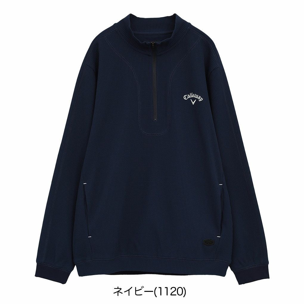 キャロウェイワッフルハーフジップモックネックシャツC25233103メンズゴルフウェア2025秋冬モデルCallaway日本正規品