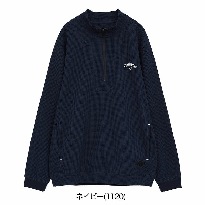 キャロウェイワッフルハーフジップモックネックシャツC25233103メンズゴルフウェア2025秋冬モデルCallaway日本正規品