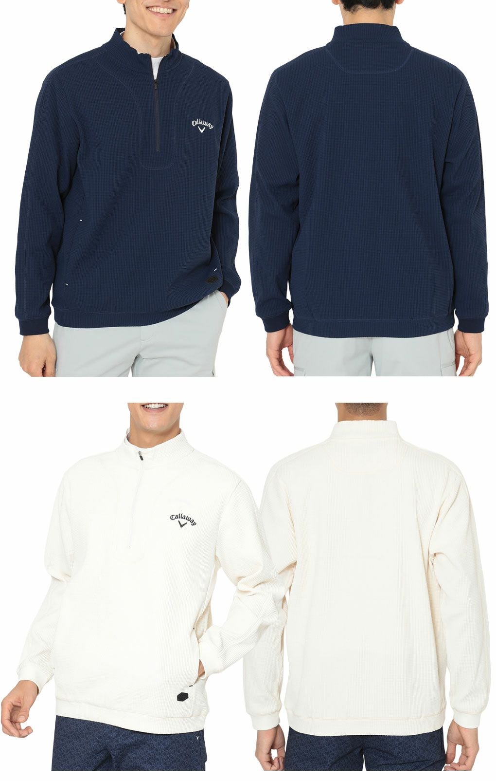 キャロウェイワッフルハーフジップモックネックシャツC25233103メンズゴルフウェア2025秋冬モデルCallaway日本正規品