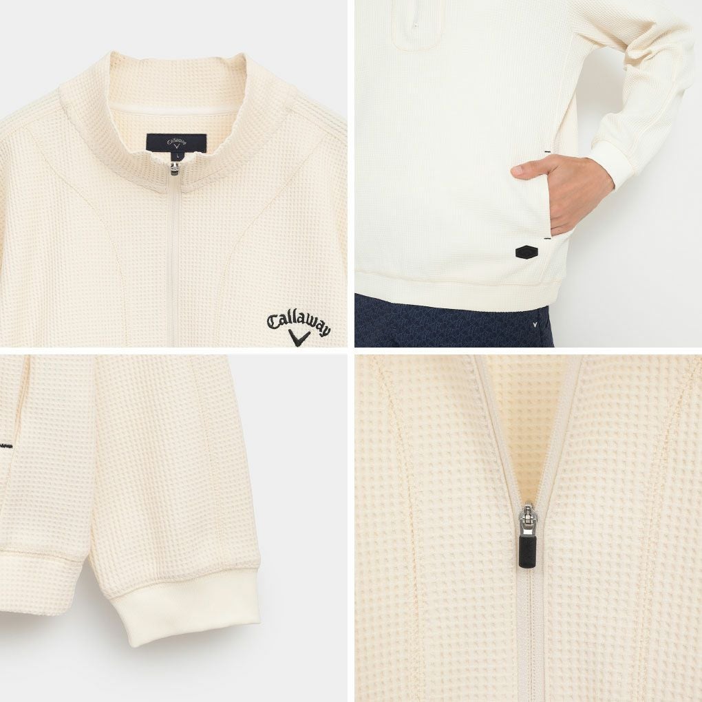 キャロウェイワッフルハーフジップモックネックシャツC25233103メンズゴルフウェア2025秋冬モデルCallaway日本正規品