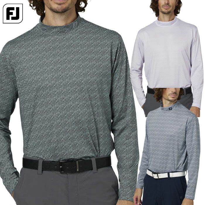 フットジョイウェーブラインプリントモックネック長袖シャツFJ-F25-S13メンズゴルフウェアFOOTJOY2025秋冬モデル日本正規品