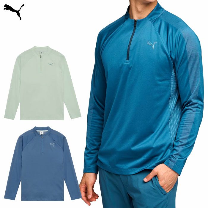 プーマゴルフPUMAシャドウキャットジップモックネック長袖シャツ635752ゴルフキャップ帽子PUMA2024秋冬モデル日本正規品