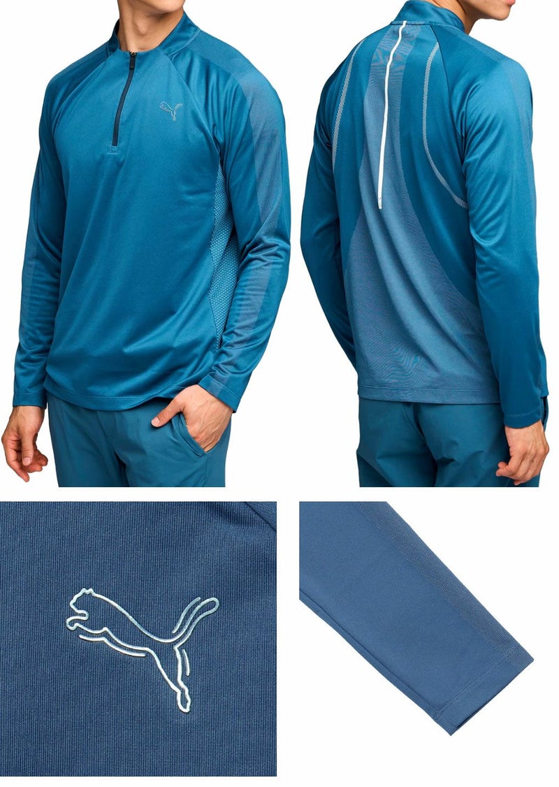 プーマゴルフPUMAシャドウキャットジップモックネック長袖シャツ635752ゴルフキャップ帽子PUMA2024秋冬モデル日本正規品