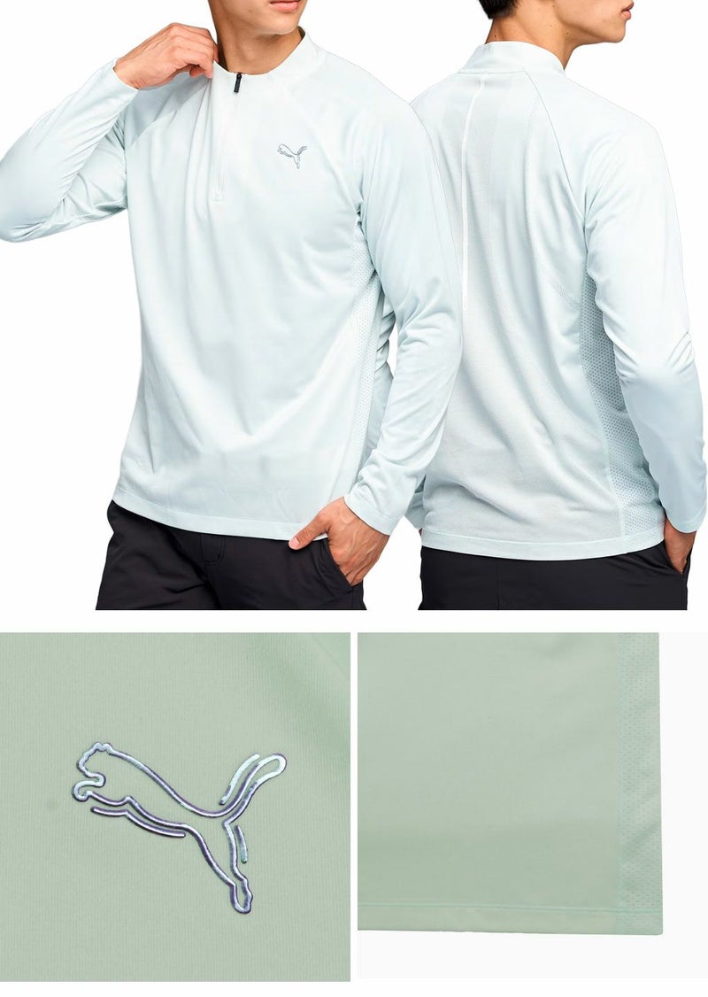 プーマゴルフPUMAシャドウキャットジップモックネック長袖シャツ635752ゴルフキャップ帽子PUMA2024秋冬モデル日本正規品