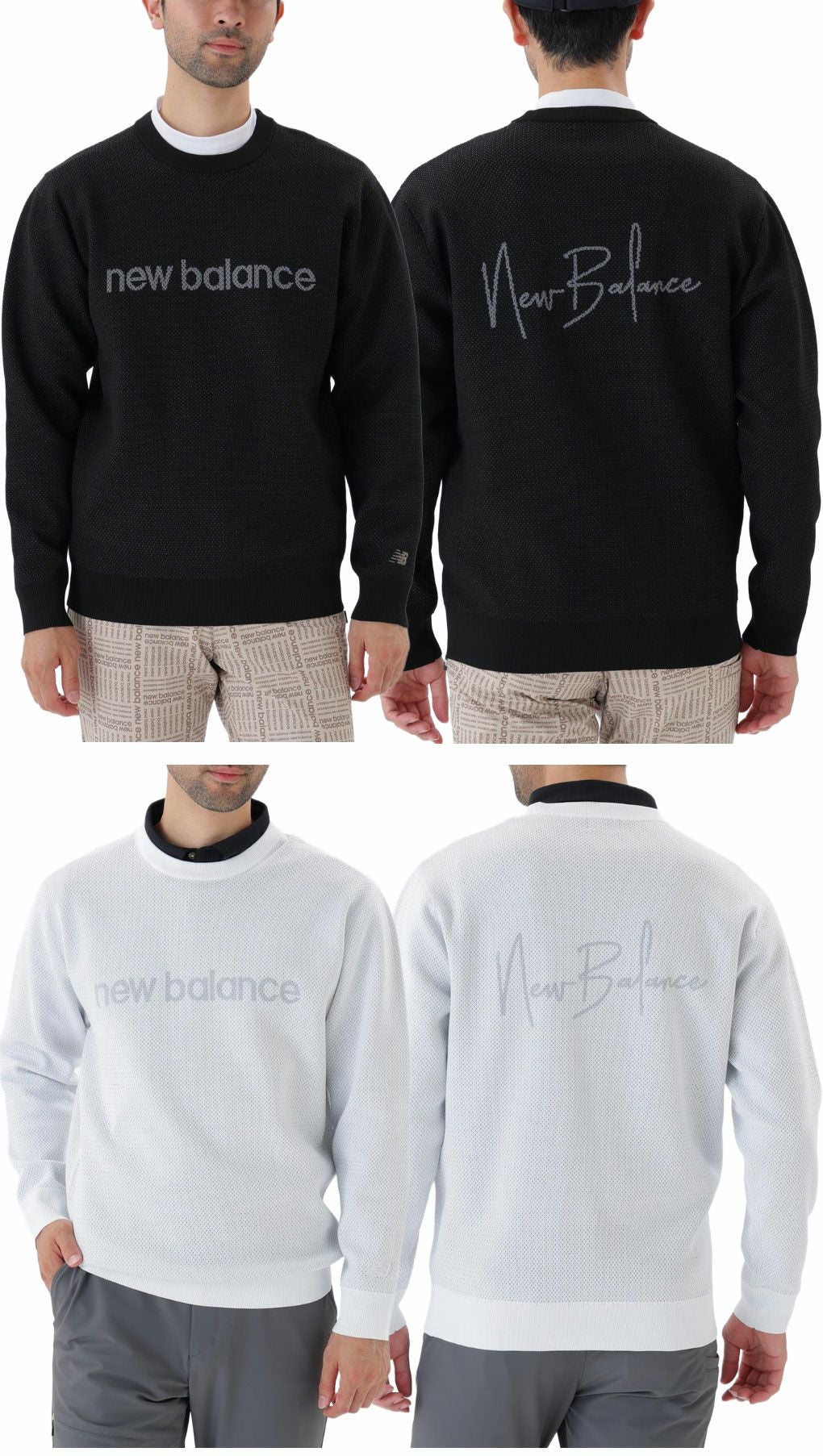 ニューバランスメッシュクルーネックニットプルオーバー012-5270002メンズゴルフウェアnewbalance2025秋冬モデル日本正規品