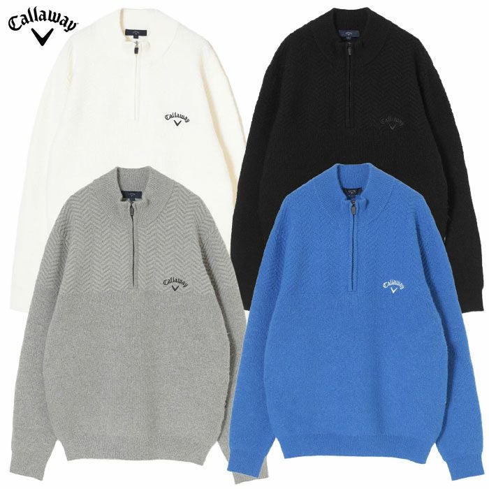 キャロウェイヘリンボーンハーフジップニットC25218105メンズゴルフウェア2025秋冬モデルCallaway日本正規品