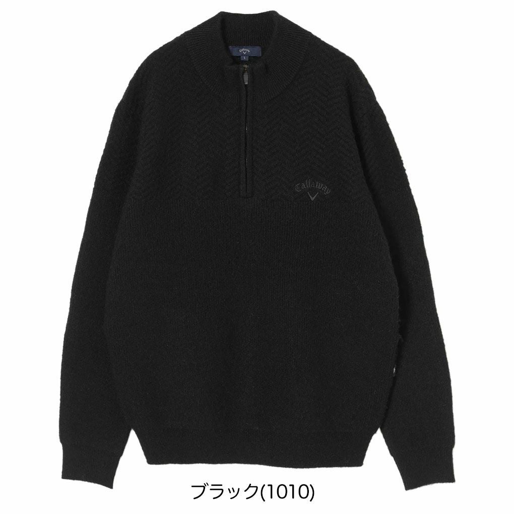 キャロウェイ ヘリンボーンハーフジップニット C25218105 メンズ