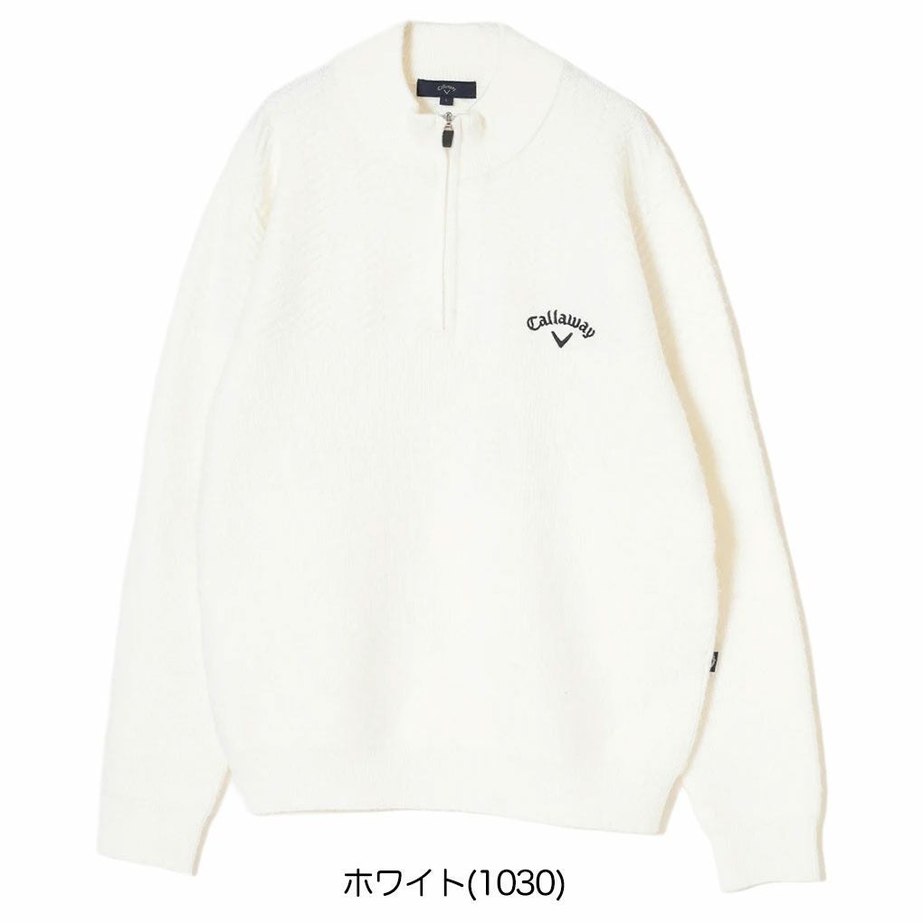 キャロウェイ ヘリンボーンハーフジップニット C25218105 メンズ