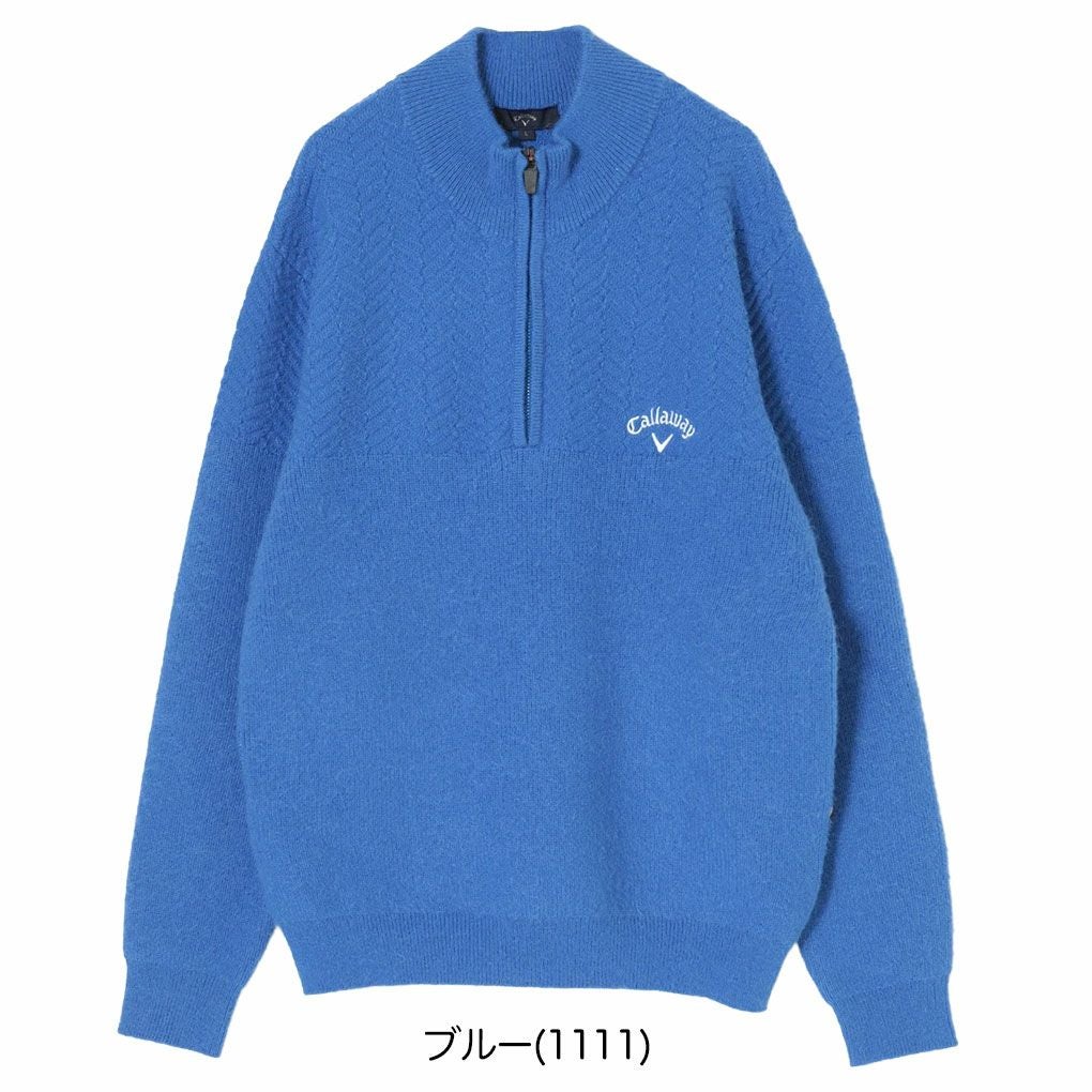 キャロウェイ ヘリンボーンハーフジップニット C25218105 メンズ