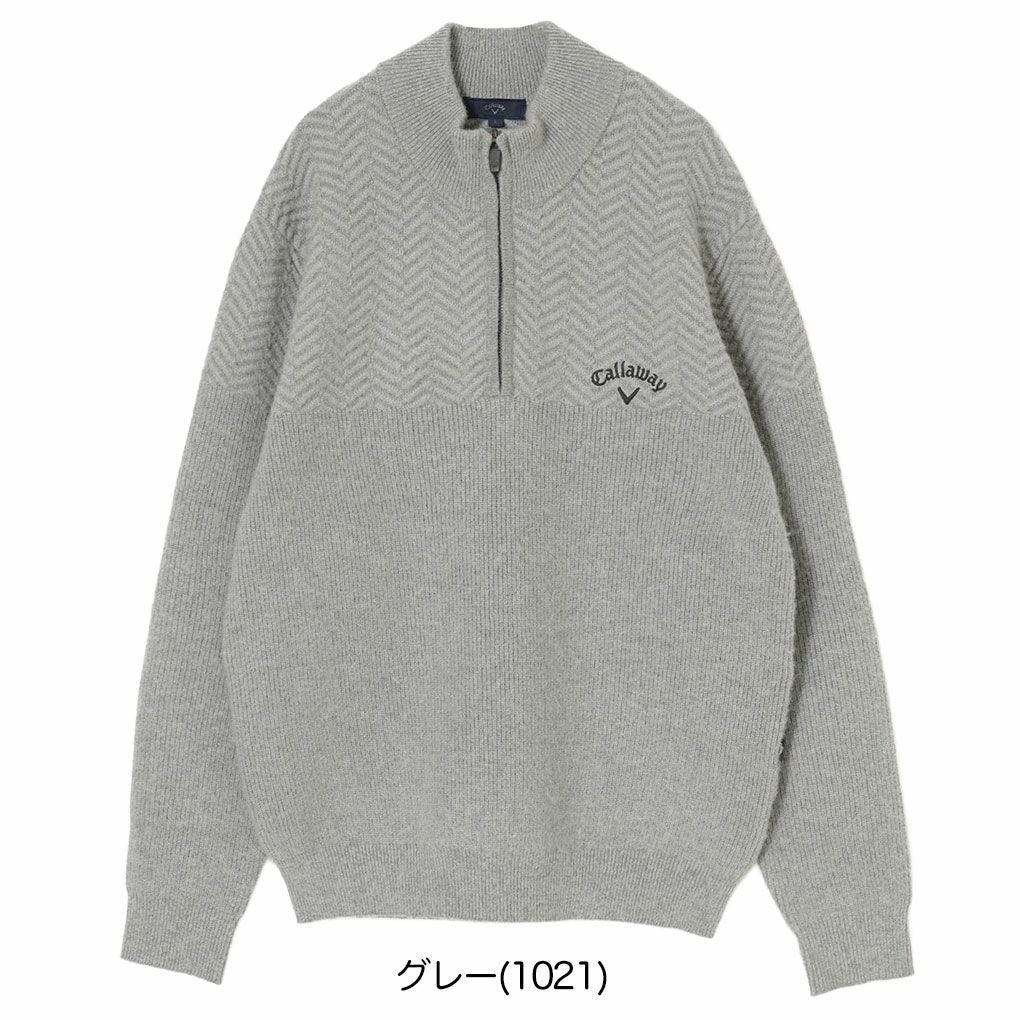 キャロウェイ ヘリンボーンハーフジップニット C25218105 メンズ