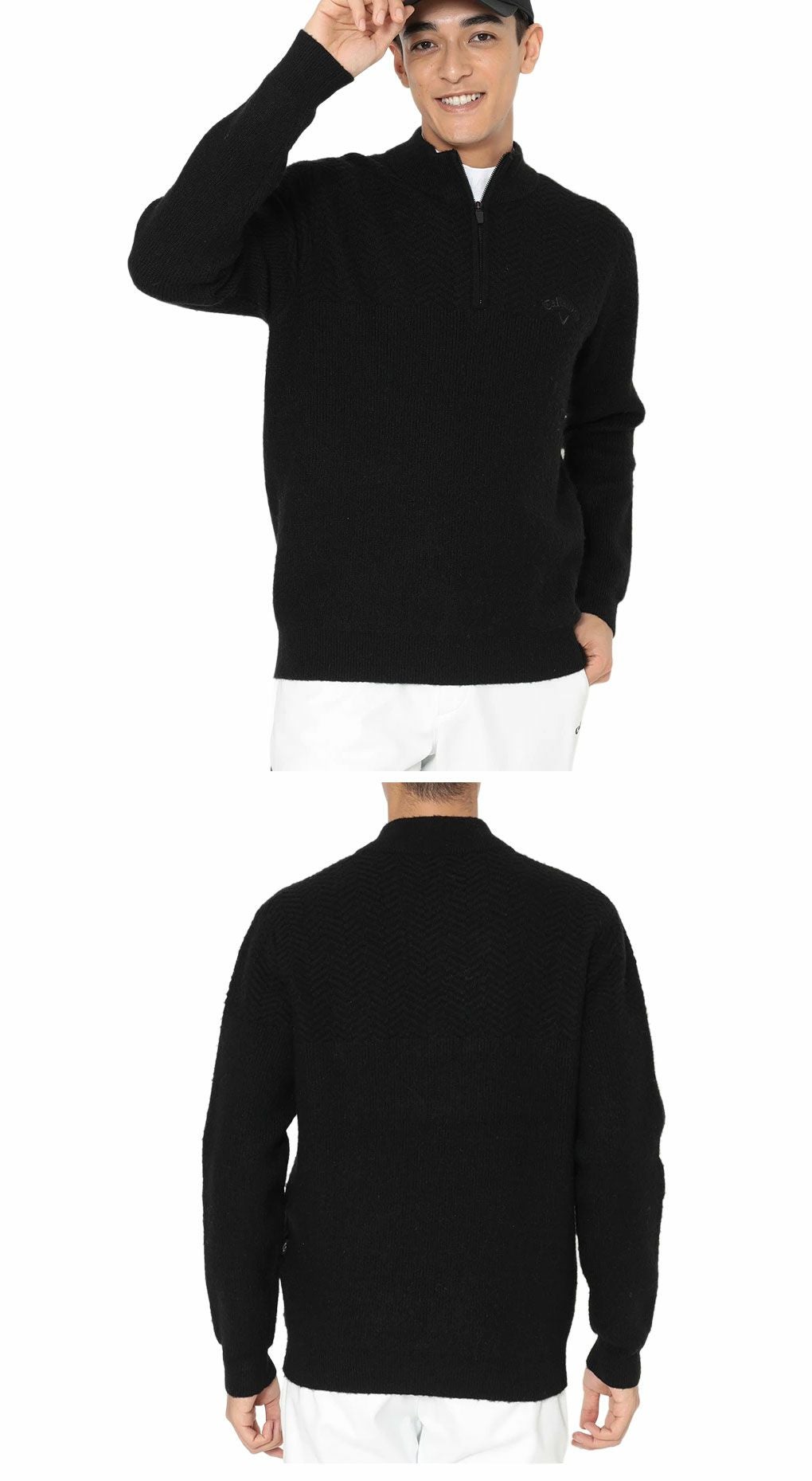 キャロウェイヘリンボーンハーフジップニットC25218105メンズゴルフウェア2025秋冬モデルCallaway日本正規品