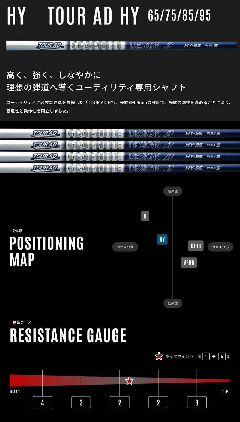 TOURADHYツアーADハイブリッド用シャフト単品中調子グラファイトデザインGRAPHITEDESIGN正規品