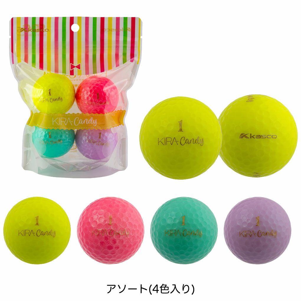 キャスコKIRACandyゴルフボール4球入りレディース専用ボール公認球KASCO2025年モデル日本正規品